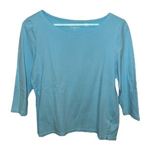Blue Talbots 3 Quarter Inch Blouse